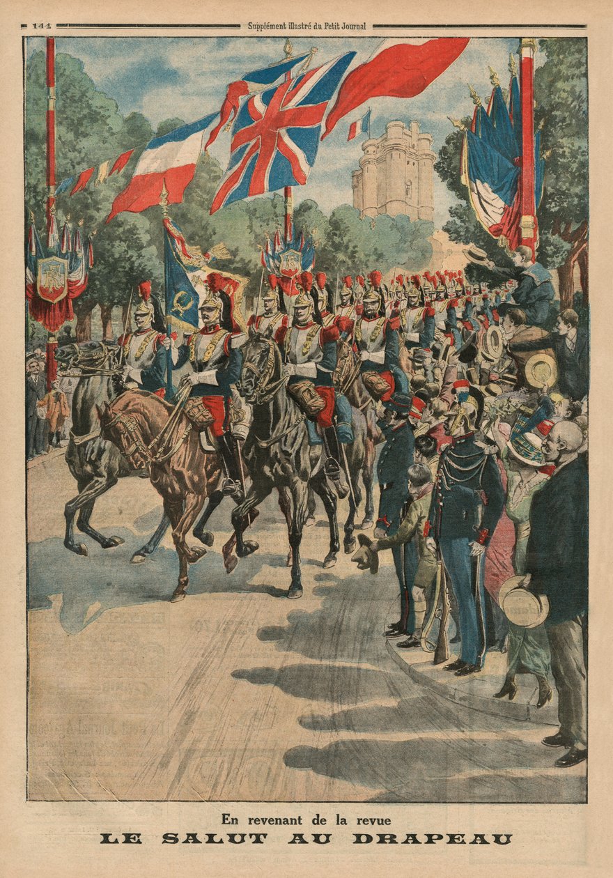 致敬颜色，封面插图来自&39;le Petit Journal&39;，补充illustre，1914年5月3日（彩色光刻） 作者 法语学校