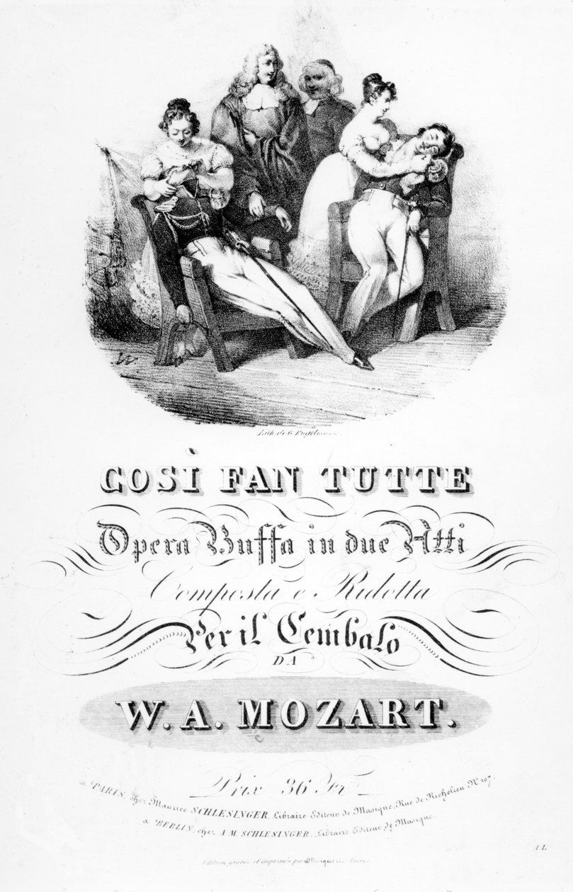 Mozart的&39;Cosi Fan Tutte&39;乐谱 作者 法语学校