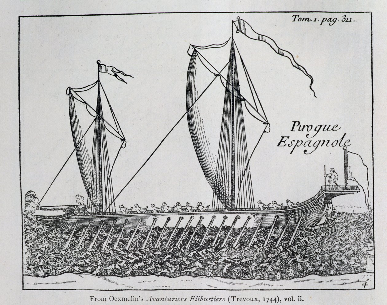 &39;西班牙船&39;，来自Oexmelin的海盗冒险家，第二卷，Trevoux，1744 作者 法语学校