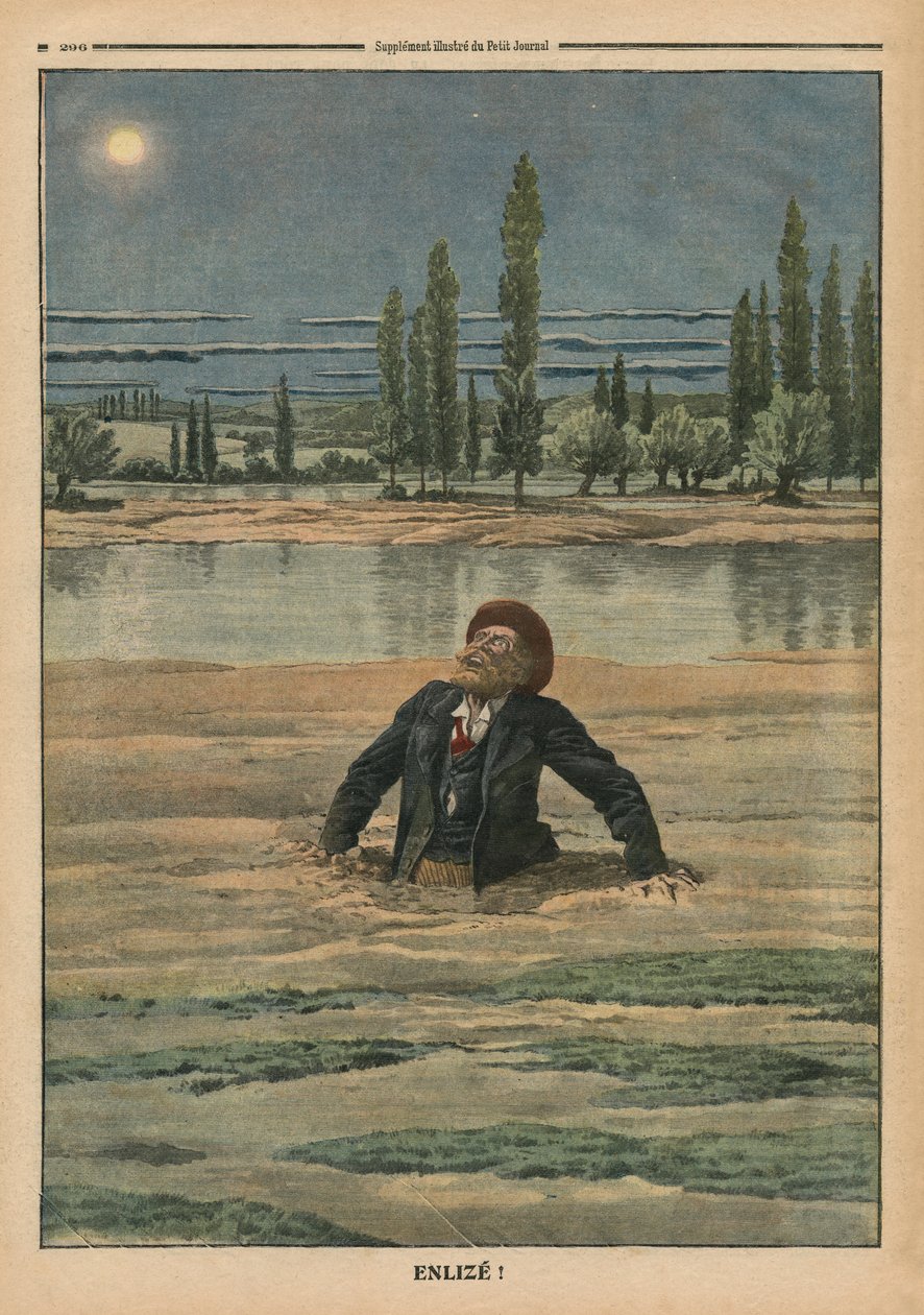 困在流沙中，来自&39;Le Petit Journal&39;的插图，补充说明，1910年9月11日 作者 法语学校