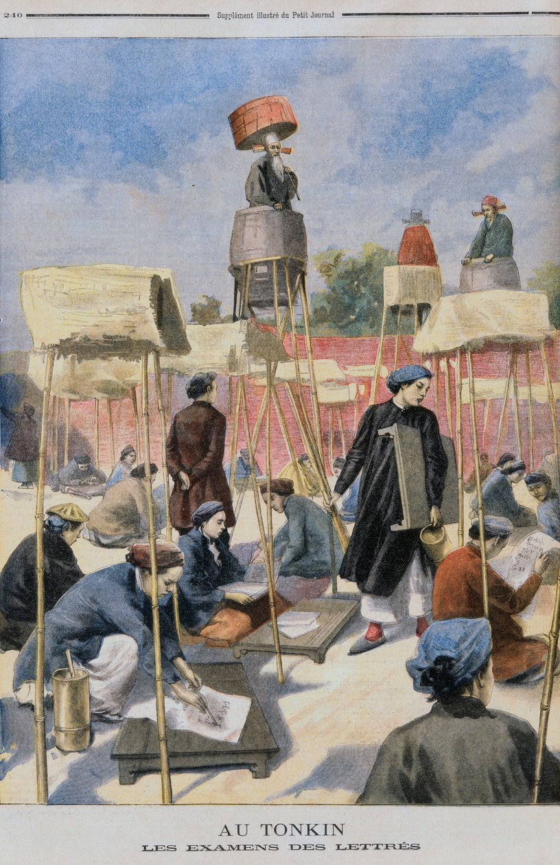 学生参加考试，Tonking，来自Le Petit Journal，1895年7月28日 作者 法语学校