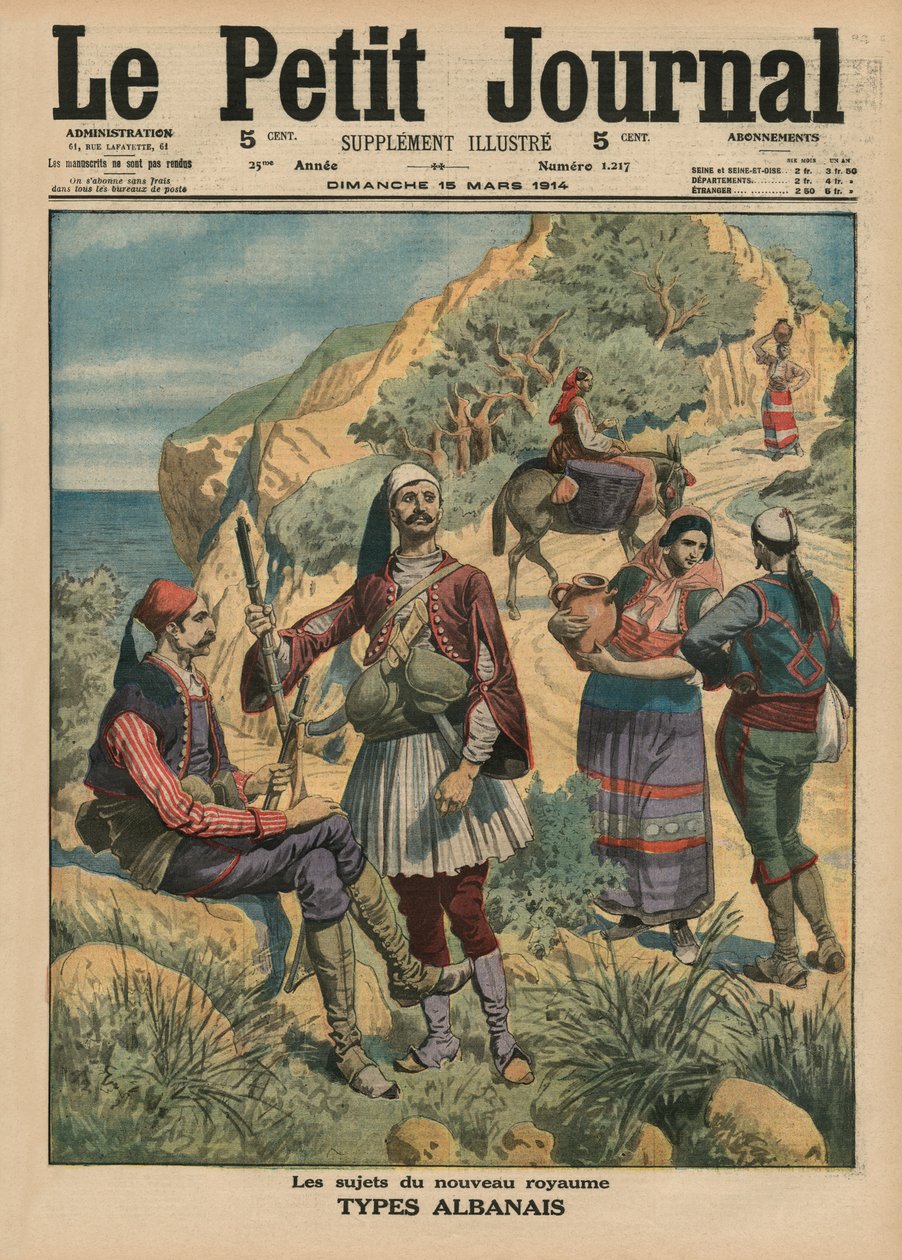 新王国的主题，阿尔巴尼亚类型，封面插图来自&39;Le Petit Journal&39;，补充说明，1914年3月15日 作者 法语学校