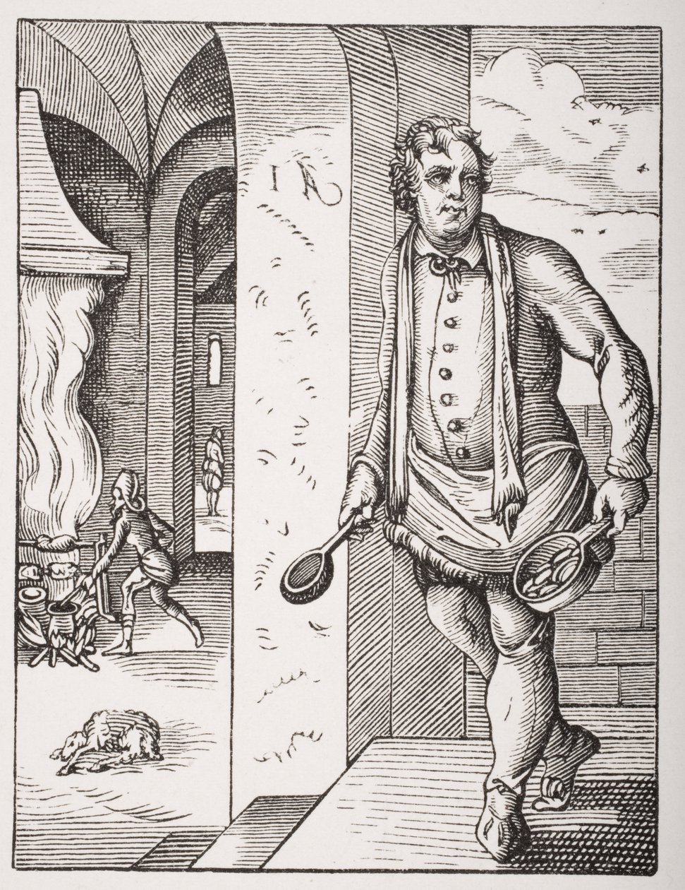 19世纪由保罗·拉克鲁瓦（Paul Lacroix，1806-84）出版的“Le Moyen Age et La Renaissance”的Jost Amman（1539-91）雕刻的16世纪的库克 作者 法语学校