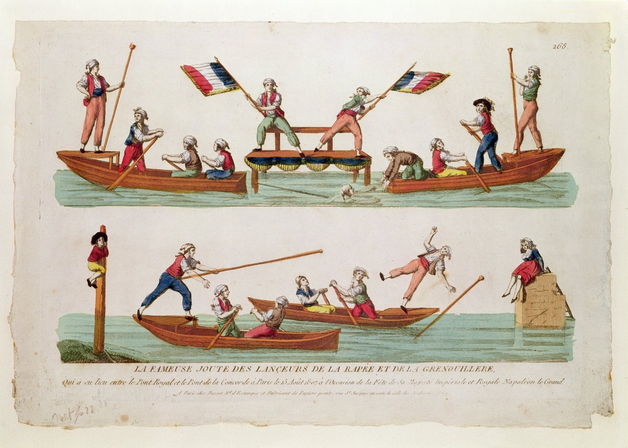 1807年8月15日，在皇家桥和Pont de la Concorde之间发生的Rapee和Grenouillere之间的着名争斗 作者 法语学校
