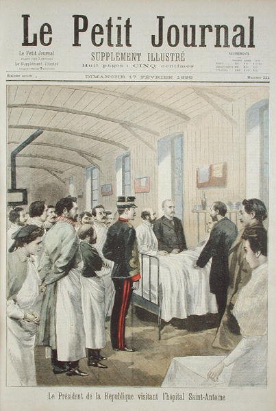 共和国总统Felix Faure（1841-99）于1895年2月17日在Le Petit Journal访问巴黎圣安东尼医院 作者 法语学校