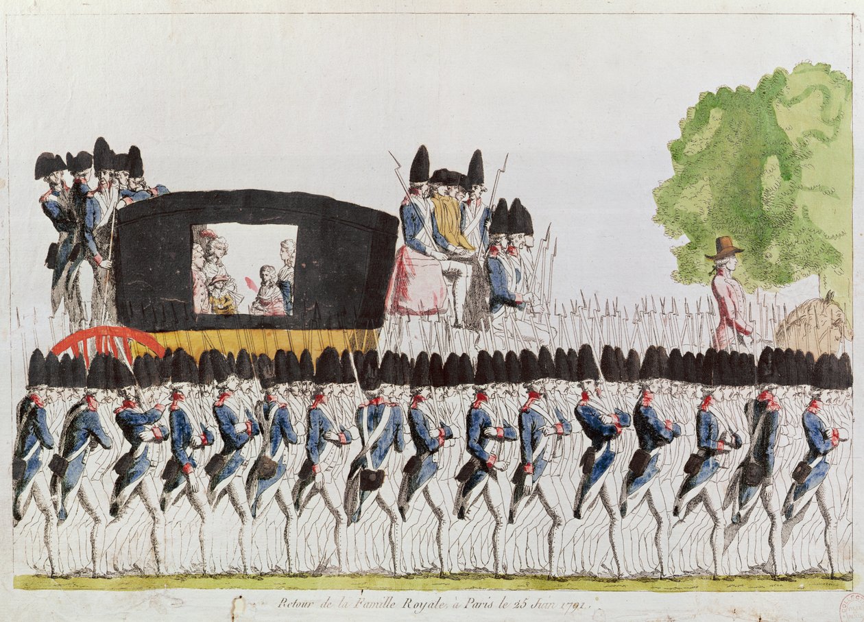 1791年6月25日皇室归来巴黎（彩色版画） 作者 法语学校