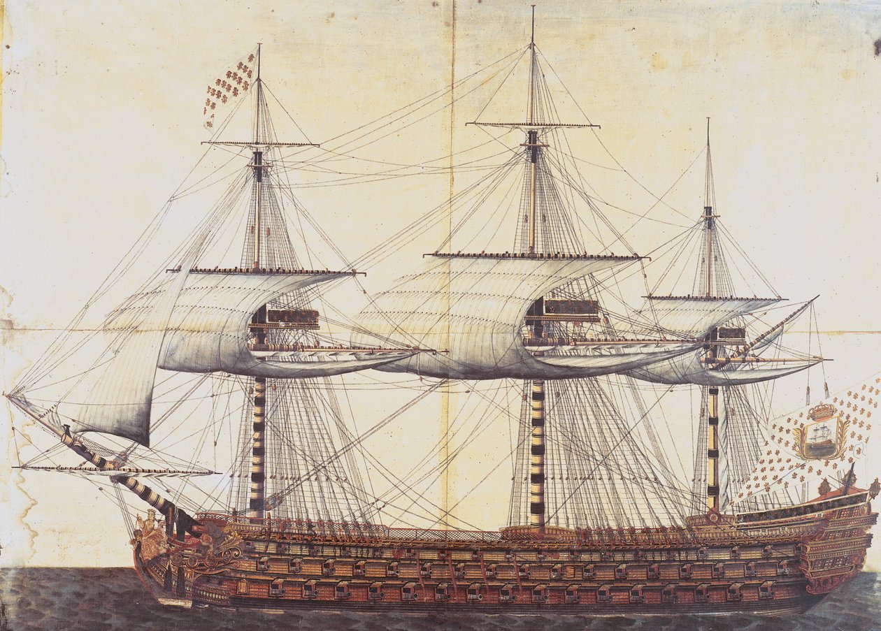 1760年1月19日，船舶&39;La Ville de Paris&39;在罗什福尔港发射升空 作者 法语学校