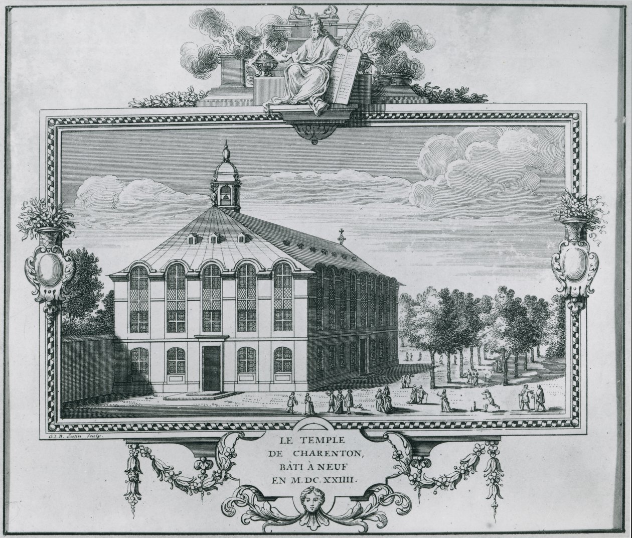 Charenton神庙，于1624年重建，由Gerard Jean Baptiste Scotin（1671-1716）刻 作者 法语学校