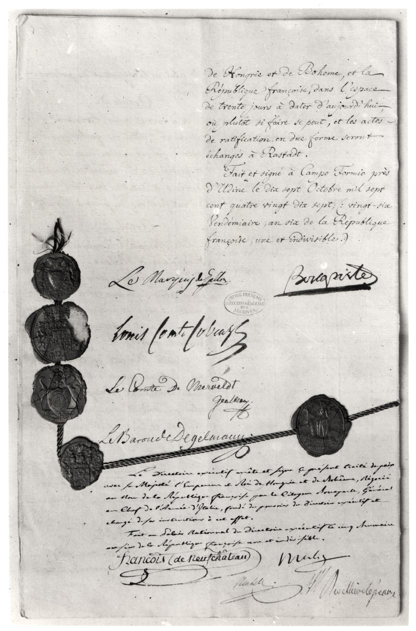 1797年10月17日拿破仑·波拿巴（1769-1821）签署的Campo Formio条约 作者 法语学校
