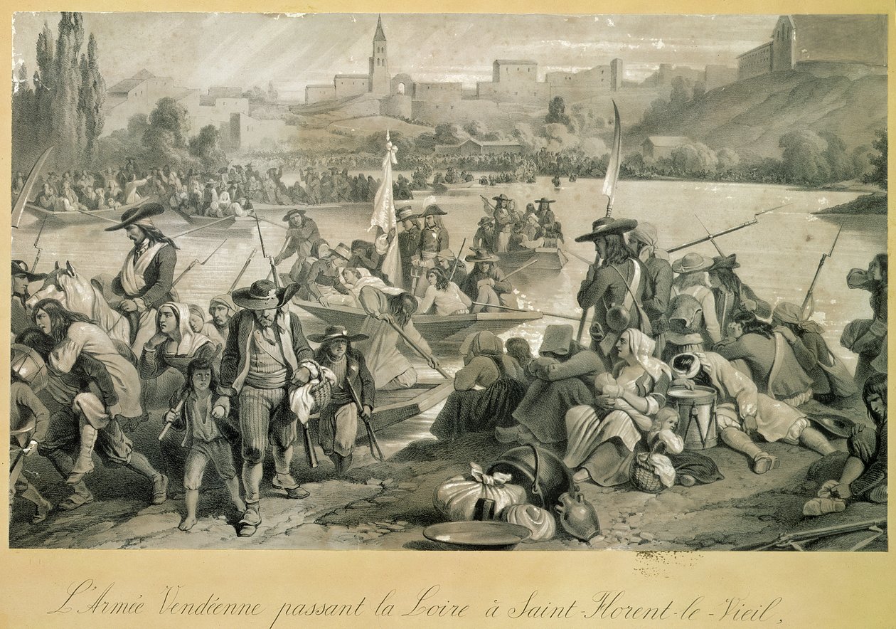 1793年10月18日，在St. Florent le Vieil的Vendean Army穿越卢瓦尔河 作者 法语学校