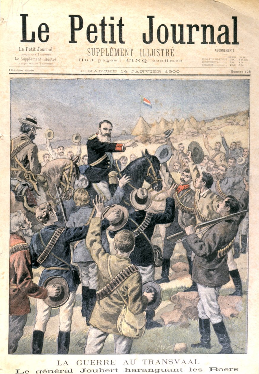 德兰士瓦战争：Joubert将军（1831-1900）鼓励布尔人，来自&39;Le Petit Journal&39;，1900年1月14日 作者 法语学校