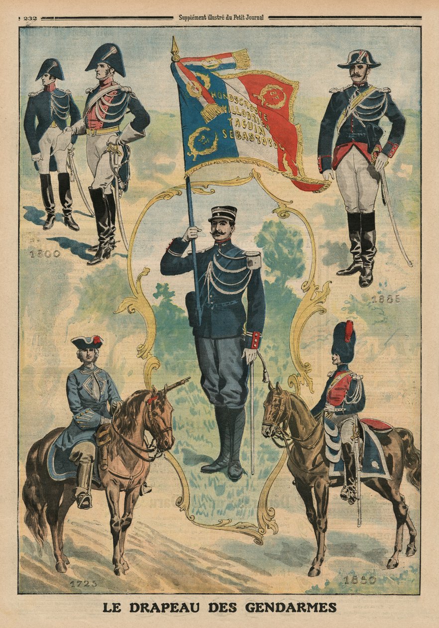 宪兵队的旗帜，封面插图来自&39;Le Petit Journal&39;，补充illustre，1913年7月20日 作者 法语学校