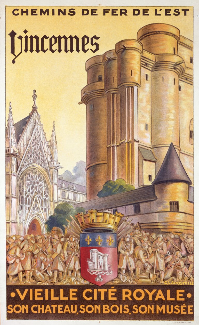 Chemin de Fer de l&39;Est的旅行海报，去文森，1920年 作者 法语学校