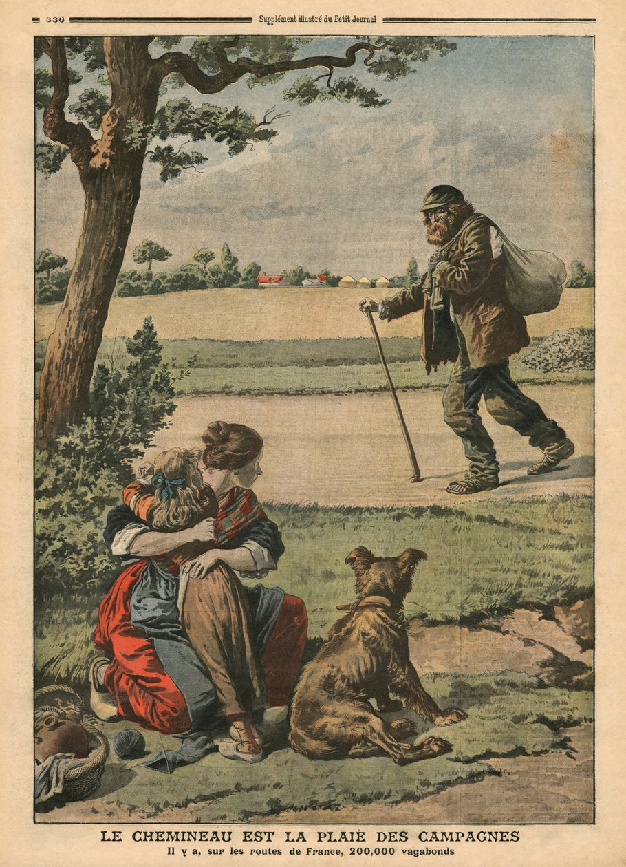 Vagabond对于乡村来说是一种滋扰，来自&39;Le Petit Journal&39;的插图，补充说明，1907年10月20日 作者 法语学校