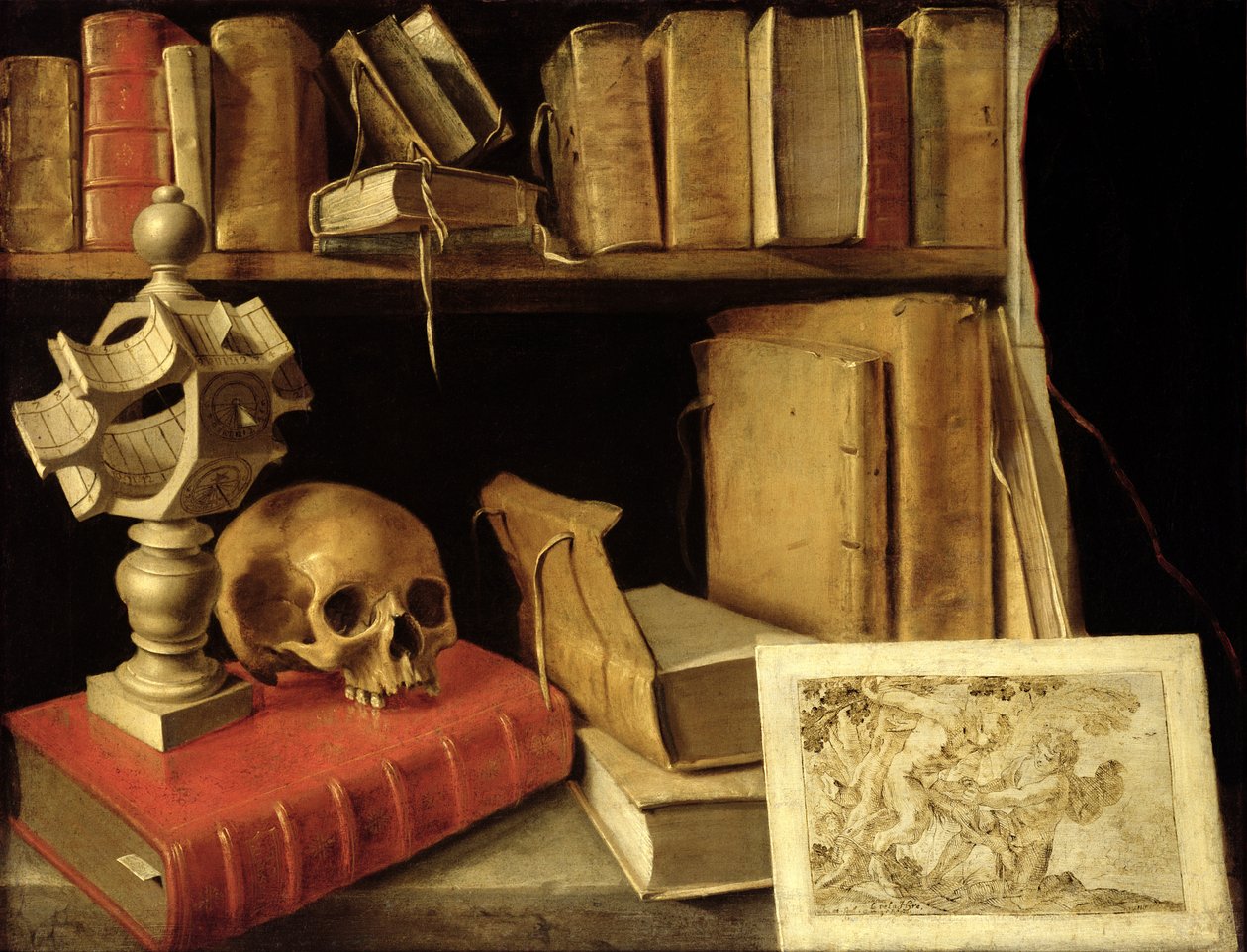 Vanitas with Sundial，c.1626-40 作者 法语学校