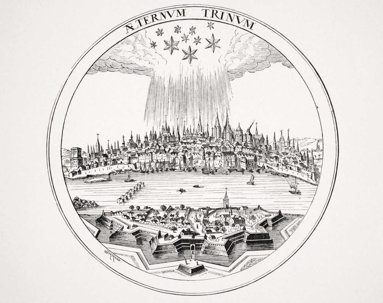 P. Bertius的&39;Theatrum Geographicum铜雕刻后，来自&39;Le Moyen Age et La Renaissance&39;的Paul Lacroix（1806-84）的铜版画于1847年出版 作者 法语学校