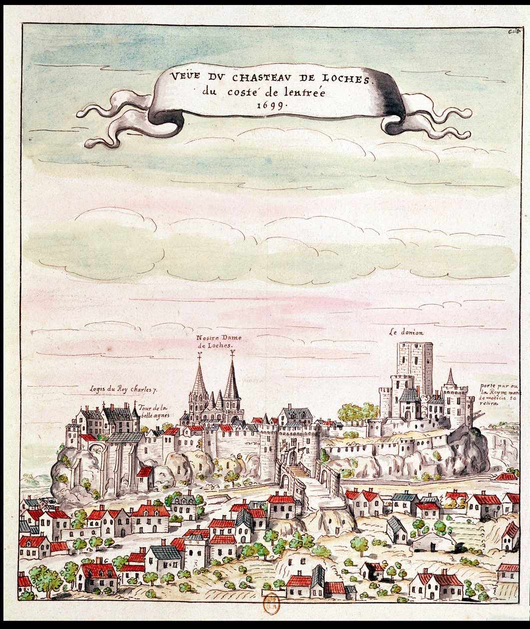 Chateau de Loches的景色，1699年 作者 法语学校