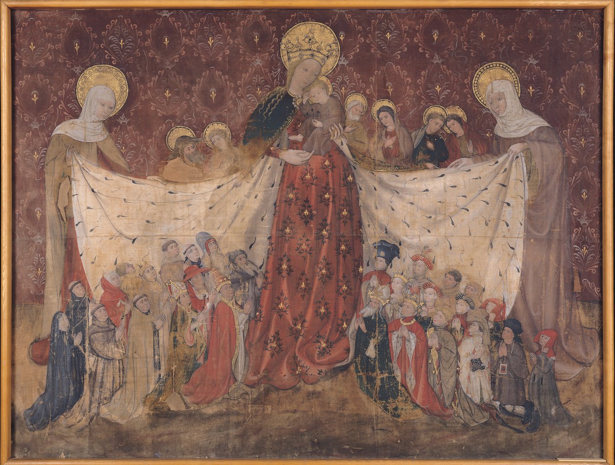 Virgin Protector，c.1417（面板上的蛋彩画） 作者 法语学校