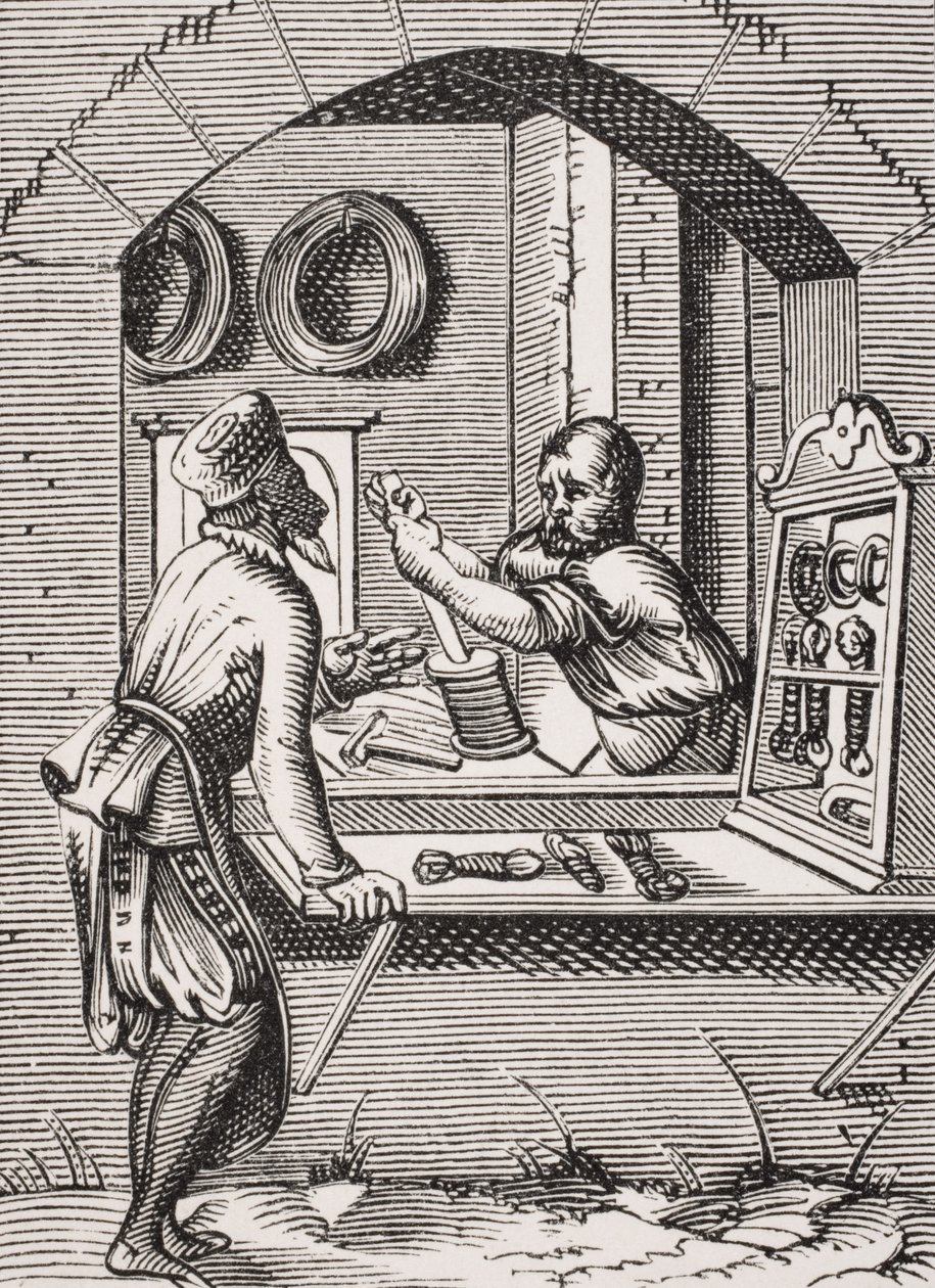 电线工人，由Jost Amman（1539-91）在“Le Moyen Age et La Renaissance”中由Paul Lacroix（1806-84）拍摄木刻后发表于1847年 作者 法语学校
