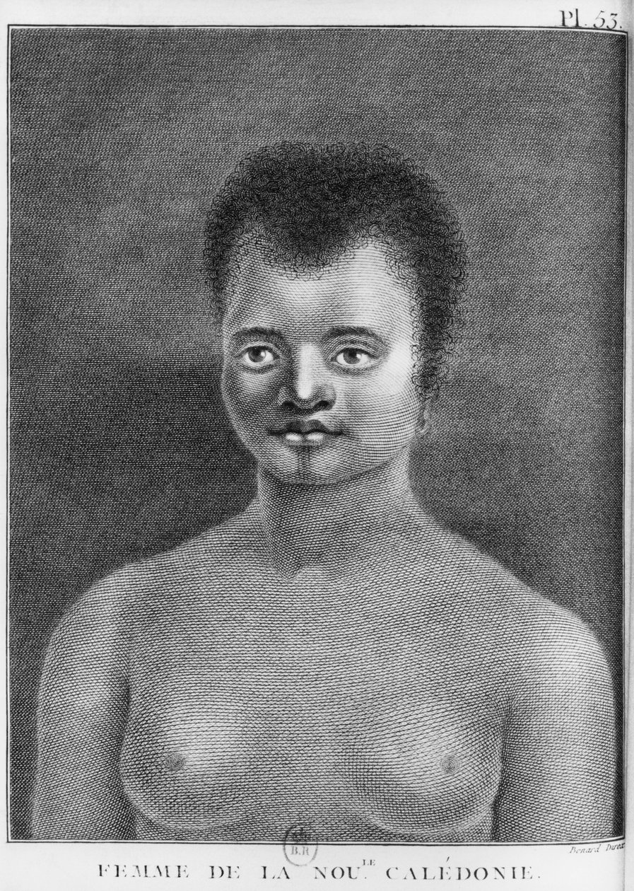 新喀里多尼亚的女人，由Benard（18世纪）的插图从&39;詹姆斯库克船长的第二次航行，1774年 作者 法语学校