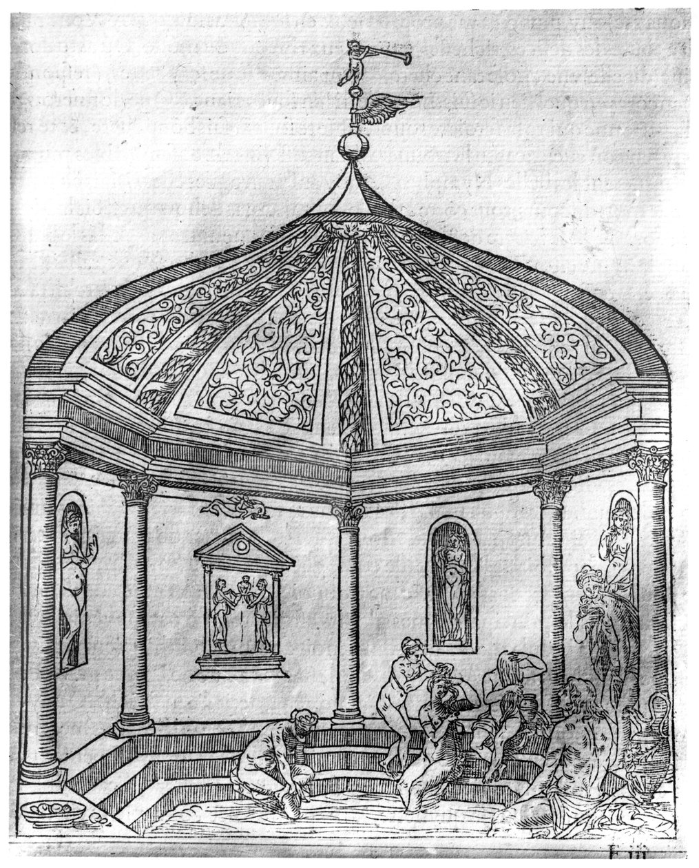 Theleme Abbey的女性浴场，来自&39;Le Songe de Poliphile&39;的Francois Rabelais（1494-1553）版于1554年出版 作者 法语学校