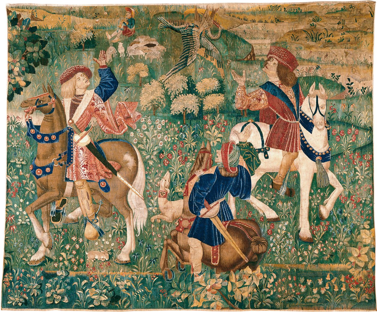 猎鹰场景，c。 1500 作者 法国大师