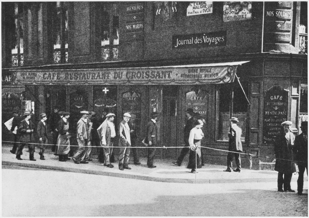 1914年，Jean Jaures被杀害的Cafe du Croissant，街角rue du Croissant rue Montmartre 作者 法国摄影师