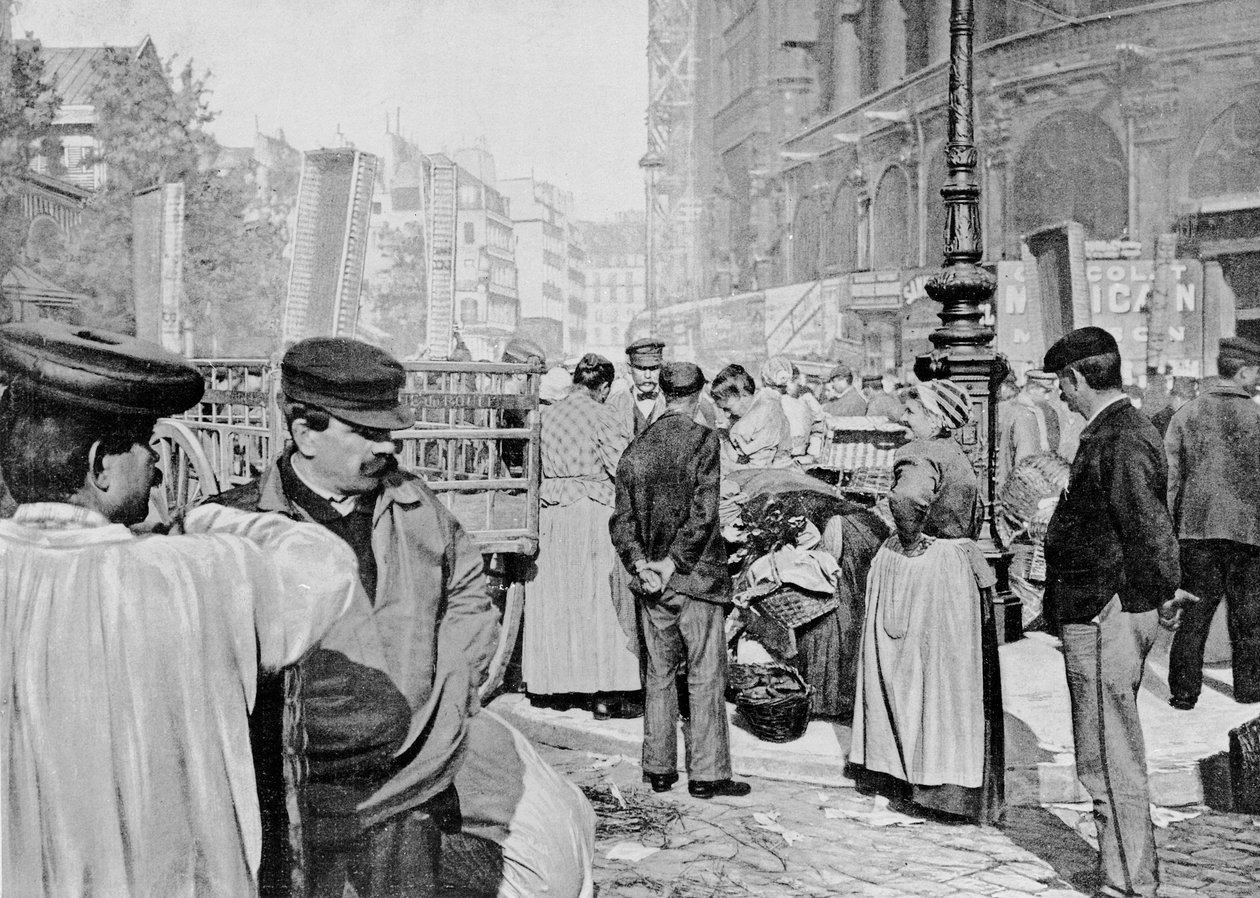 市场的角落在圣徒Eustache教会附近，Les Halles，巴黎，1896年 作者 法国摄影师