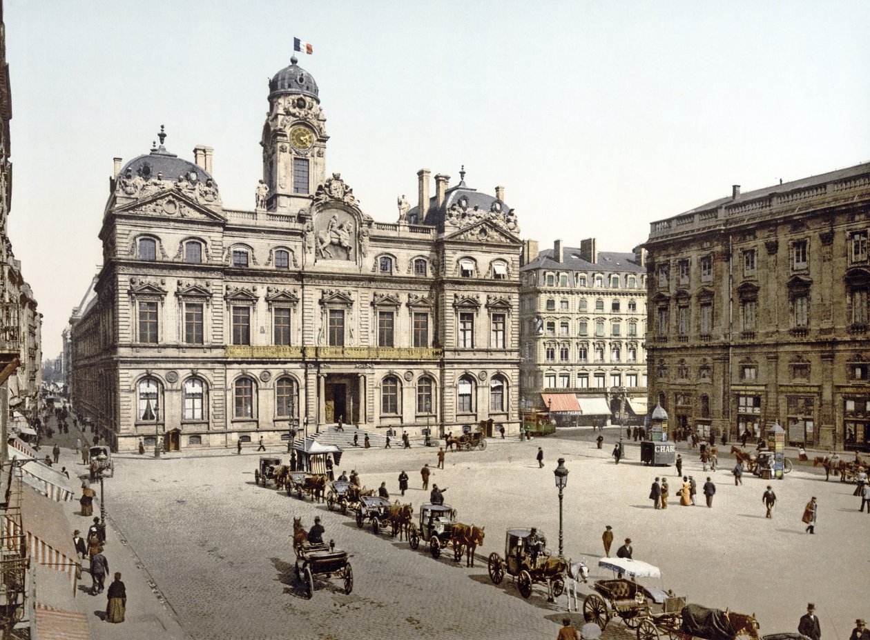 里昂市政厅从Place de Terreaux，1890-1900 作者 法国摄影师