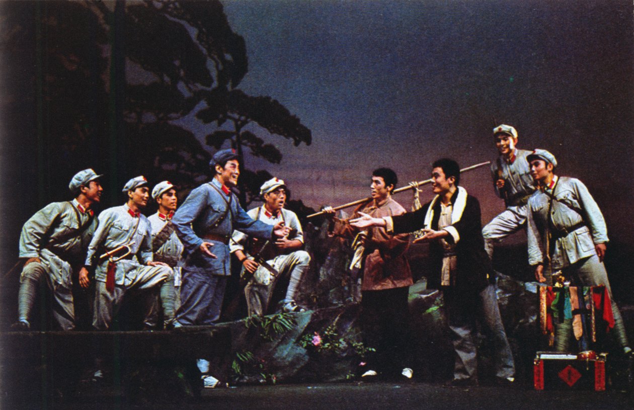 红军和山营的会议1971年，在陶器上庆祝毛泽东和长征的舞台，Taichan在法国上映 作者 法国摄影师