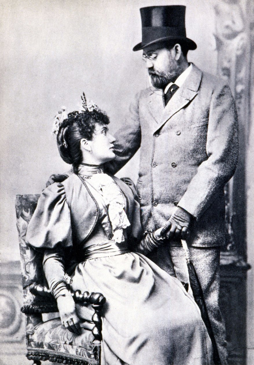 埃米尔·佐拉 (Emile Zola) 和珍妮·罗泽罗 (Jeanne Rozerot) 的肖像 作者 法国摄影师