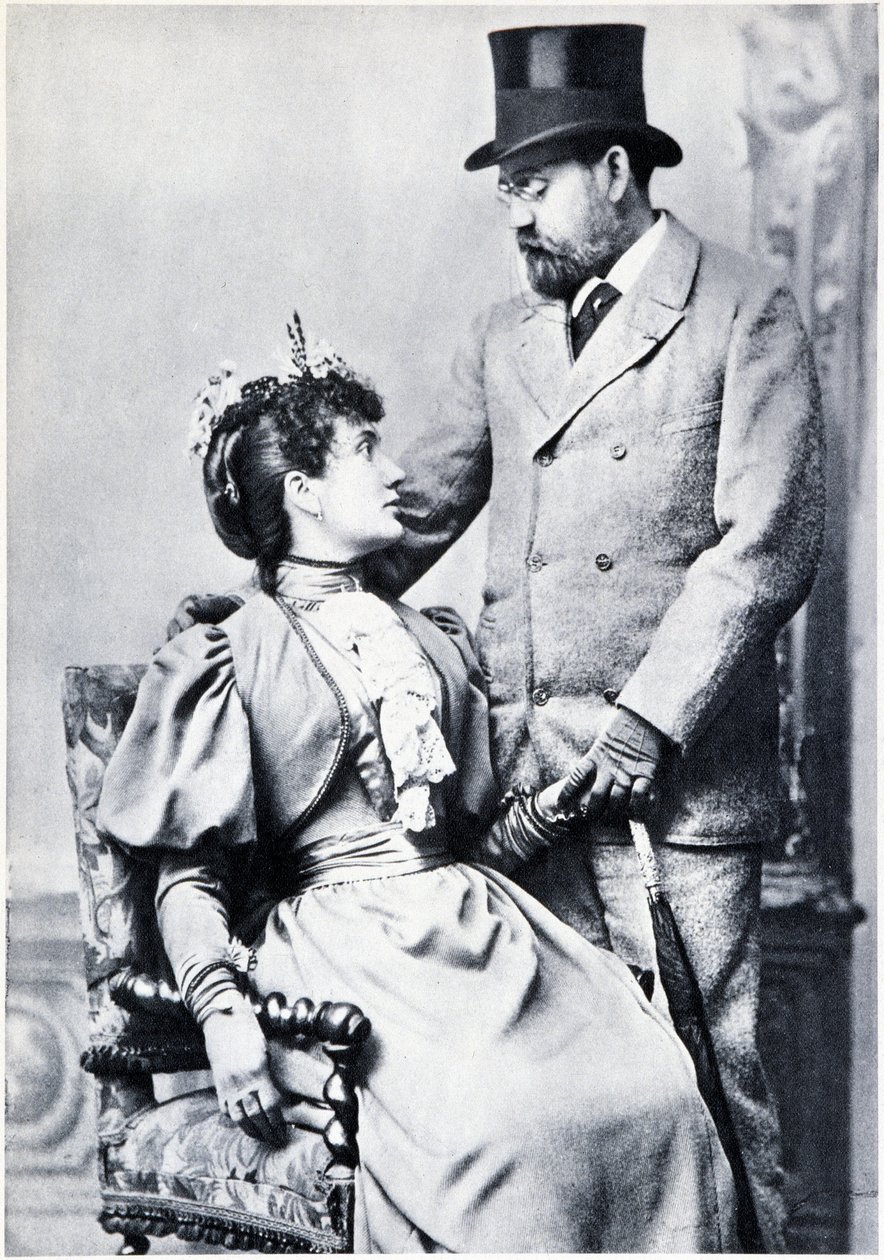 埃米尔·佐拉 (Emile Zola) 和珍妮·罗泽罗 (Jeanne Rozerot) 的肖像 作者 法国摄影师