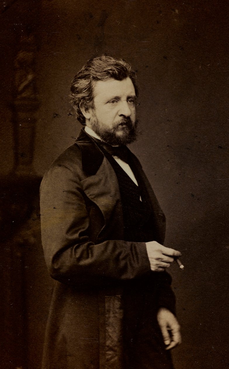 Félix-Joseph Barrias 肖像，法国画家，点菜参观（黑白照片） 作者 法国摄影师