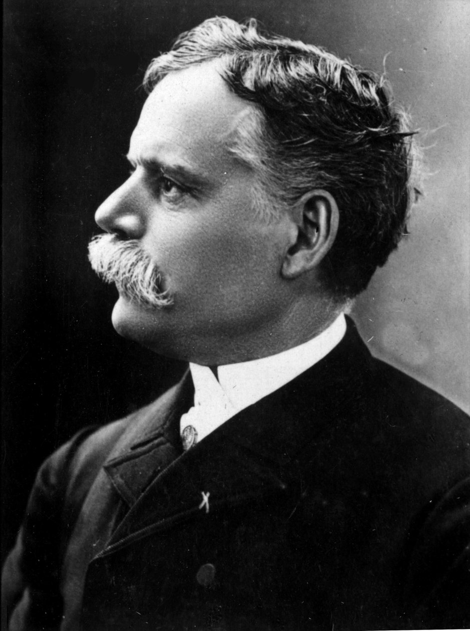 Jules Cheret (1836-1932) 的肖像，法国画家和漫画家，19 世纪末（黑白照片） 作者 法国摄影师