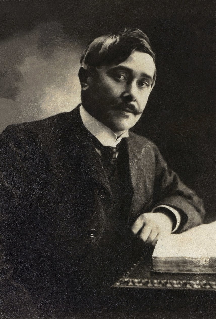 莫里斯·梅特林克 (1862-1949) 的肖像，剧作家、散文家、比利时法语诗人。 作者 法国摄影师