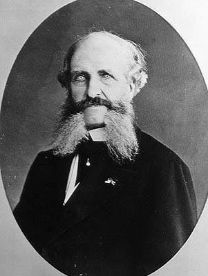 诺埃尔-盖诺-德-穆西的肖像，约1870年（黑白照片）。 作者 法国摄影师