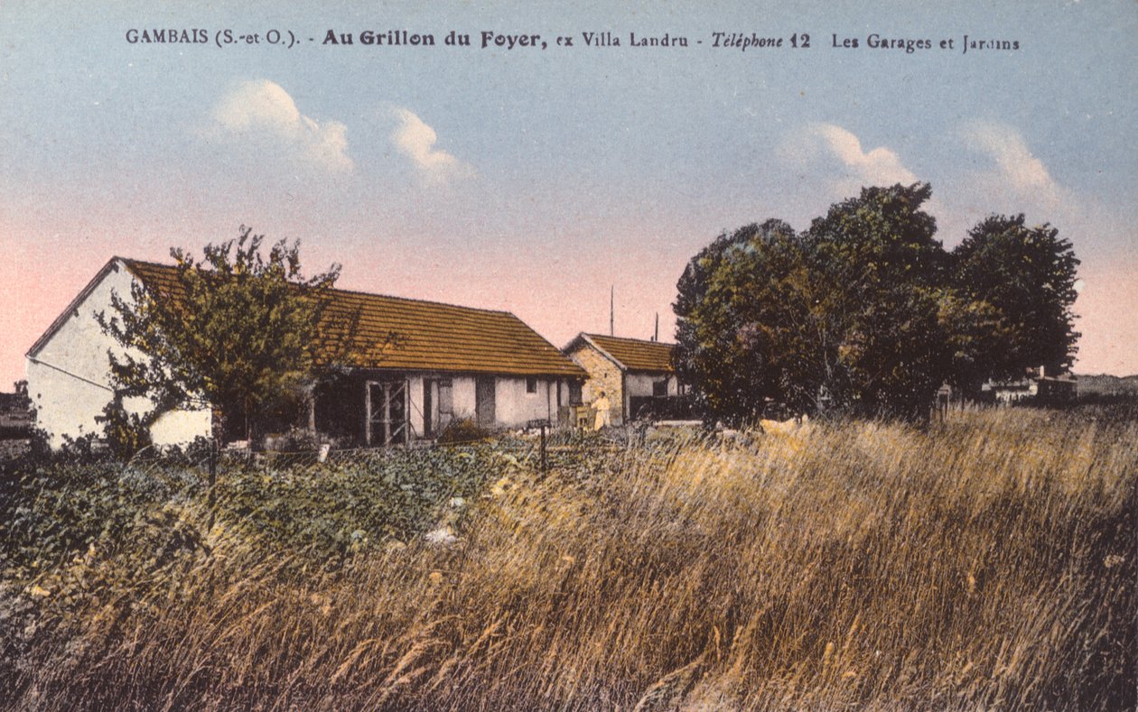 描绘Henri Desire Landru（1869-1922）在Gambais的房子的明信片（黑白照片见238390） 作者 法国摄影师