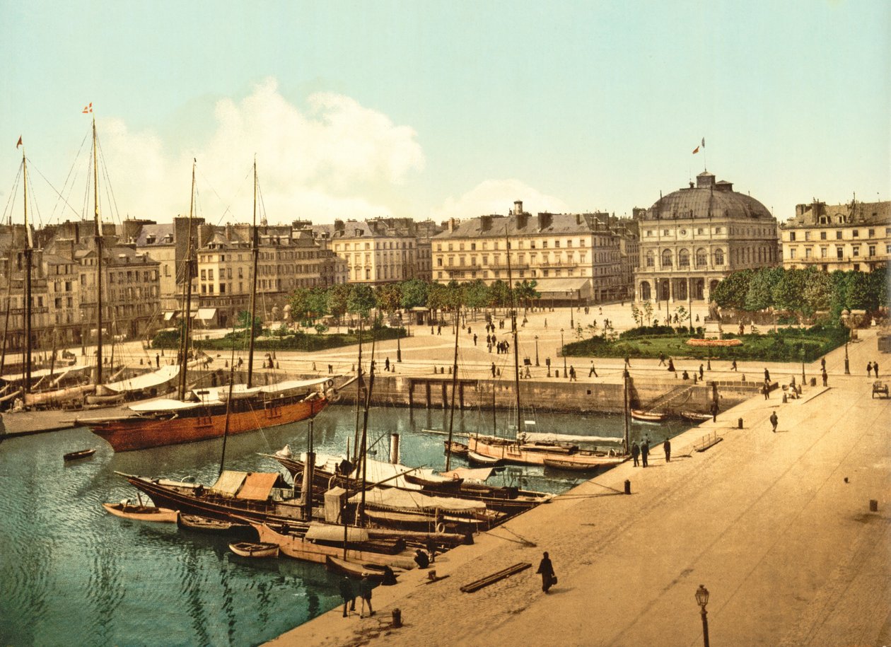 La Place Gambetta从码头区，勒阿弗尔，酒吧的视图。 1890-1900 作者 法国摄影师