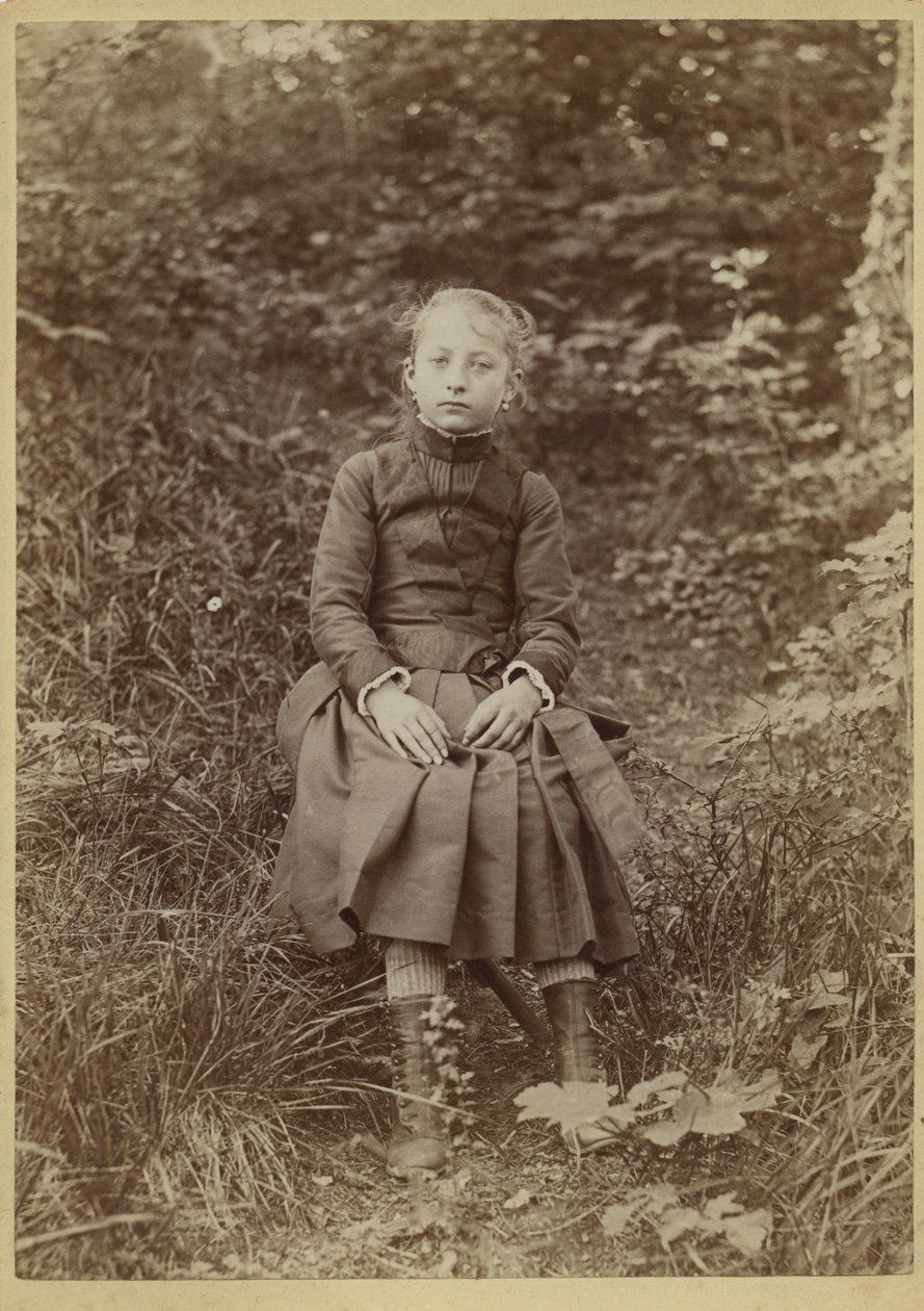 乡村少女，法国，约 1890 年（黑白照片） 作者 法国摄影师