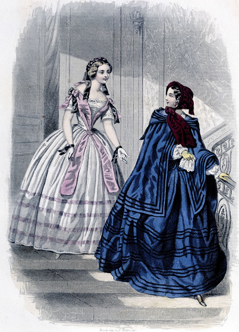 2位时尚女性--载于1852年《Demiselles杂志》。 作者 法语学校