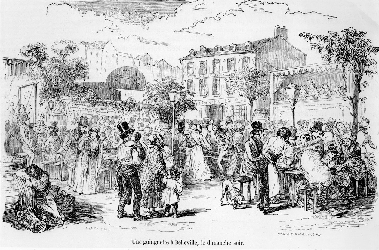 星期天晚上在贝尔维尔的一个Guinguette，来自巴黎的Edmond Auguste Texier，巴黎，1852年 作者 法语学校