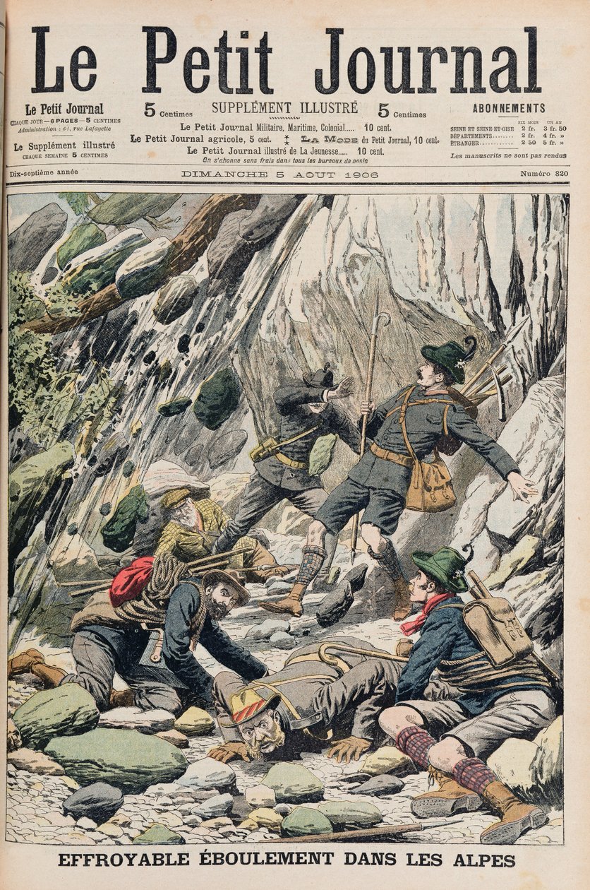 一个令人震惊的岩石落在蒂罗尔，插图来自&39;Le Petit Journal&39;，1906年8月5日 作者 法语学校