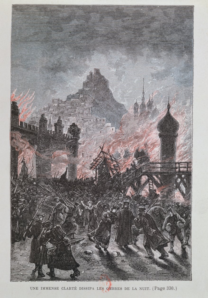 巨大的光芒消散了阴影，来自米歇尔·凡尔登（Jules Verne）（1828-1905）1893年 作者 法语学校