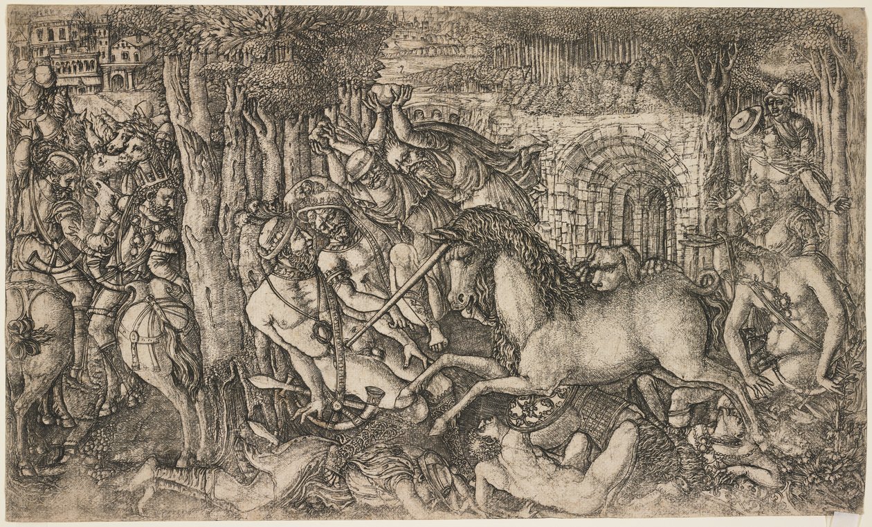由独角兽追捕的国王，c.1547 作者 法语学校