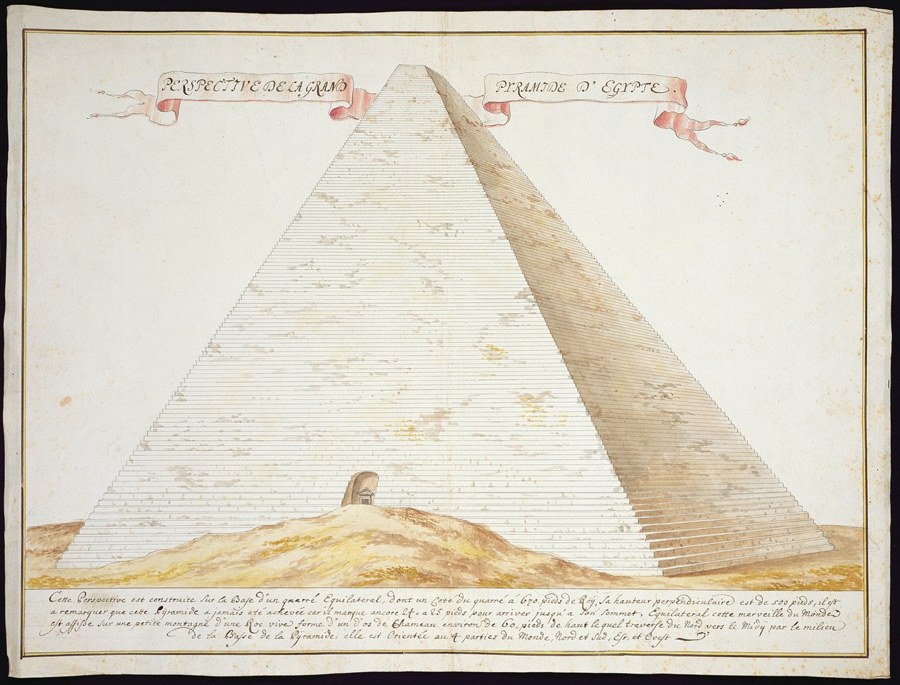 埃及金字塔的透视图，c.1700（纸和笔在纸上的墨水） 作者 法语学校