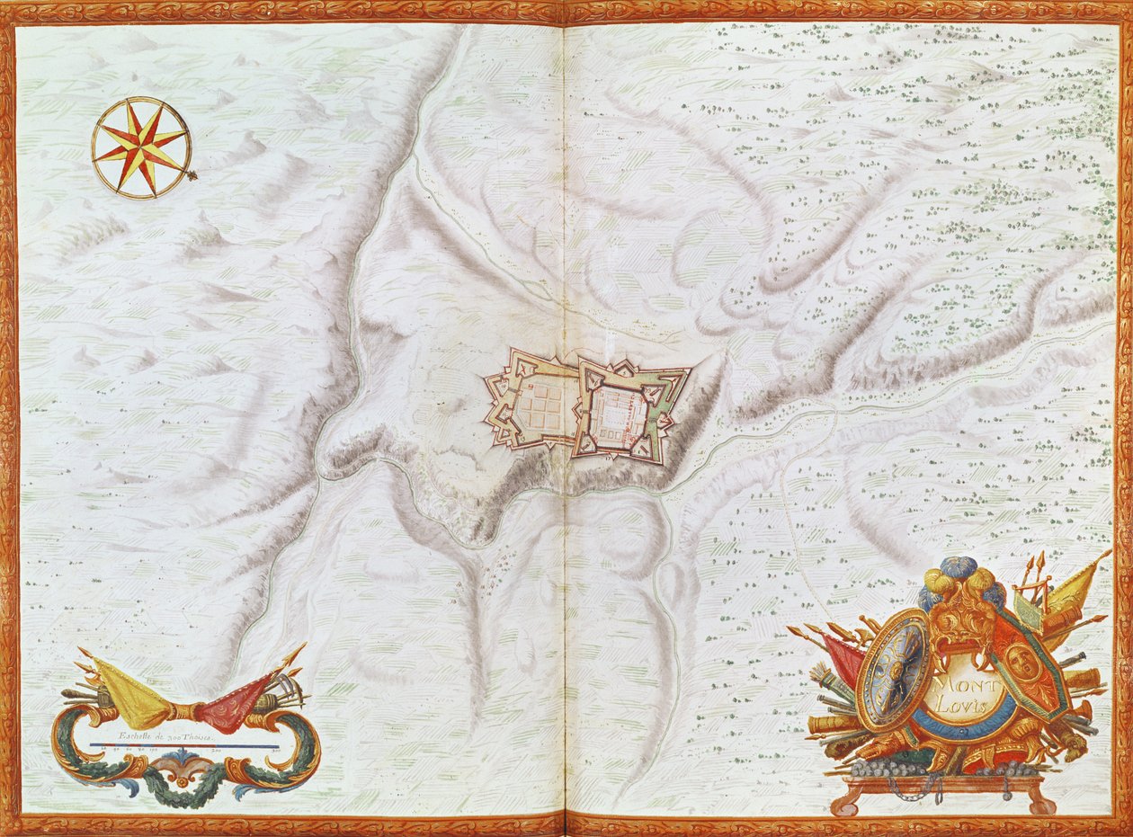 蒙特路易计划，来自&39;Atlas de Louis XIV&39;，1665年（水粉画） 作者 法语学校