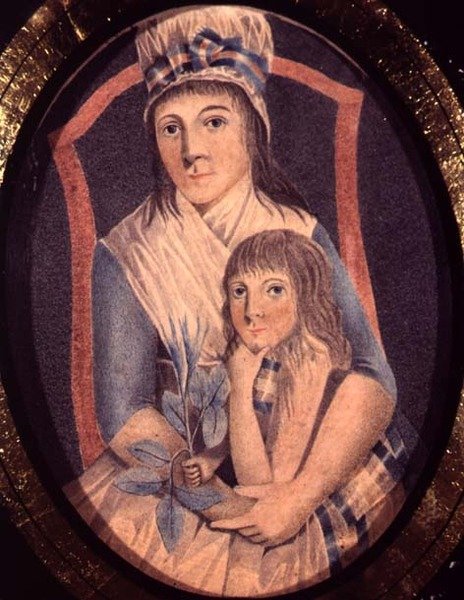 一位革命妇女和她的儿子，约1790年（纸上水彩画） 作者 法语学校