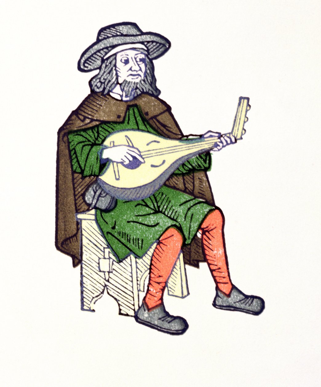 Troubadour演奏琵琶，从13世纪早期的chantefable Aucassin et Nicolette 作者 法语学校