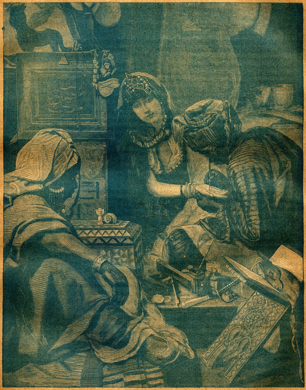 印度拉合尔的一个集市。 1892 年 8 月 25 日第 94 号“La Terre Illustree”版画。 作者 法语学校
