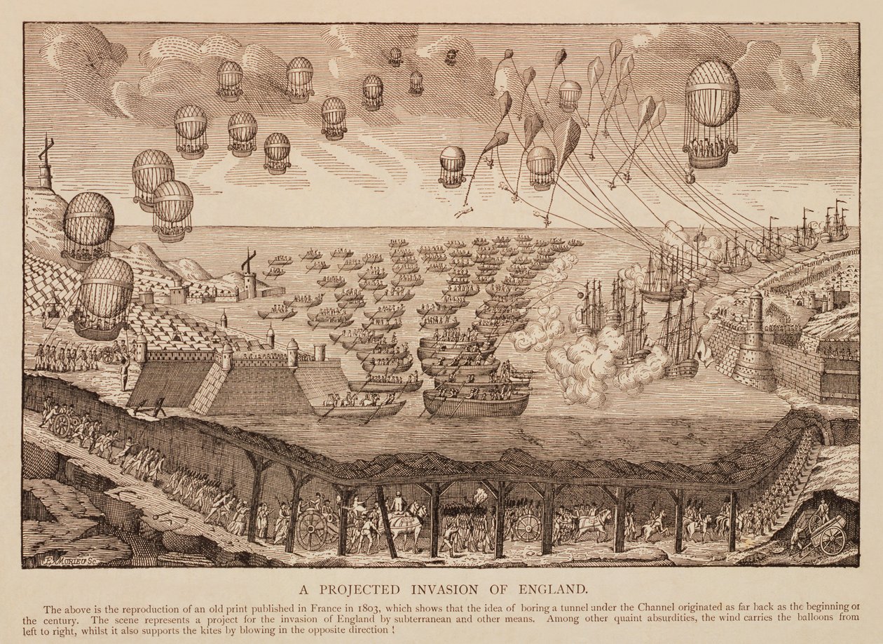 预计英格兰入侵，复制1803年的法国版画 作者 法语学校